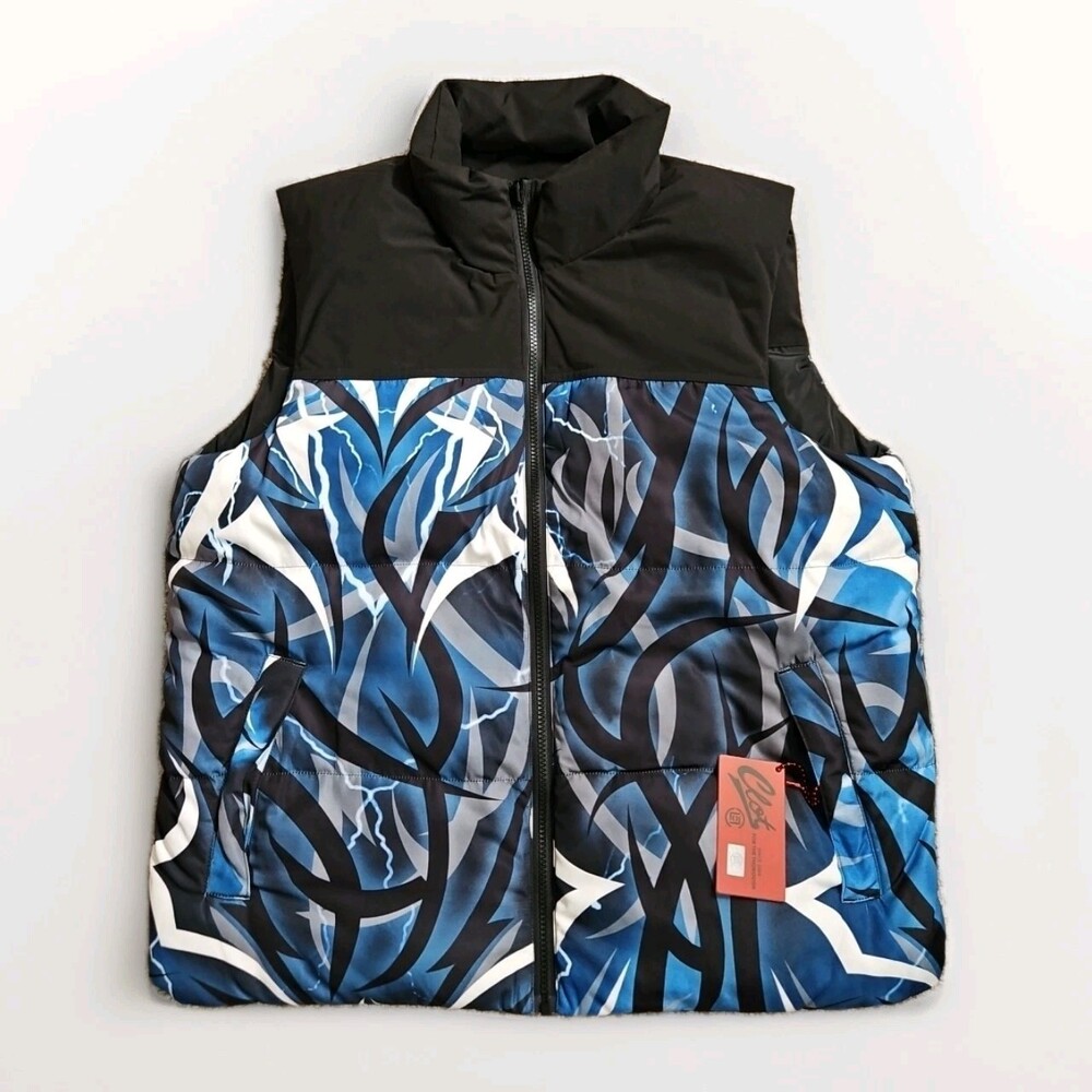 CLOT Alienegra Reversible Puffer Vest Lightning Blue Egra Size Medium NEW!